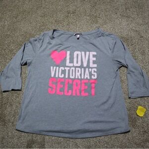 "I Love Victoria Secret" Gray Tee T-Shirt 3/4 Sleeves Women's LARGE